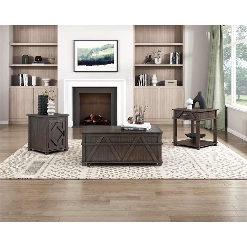 Lexicon Lakeside Rubberwood End Table in Brown
