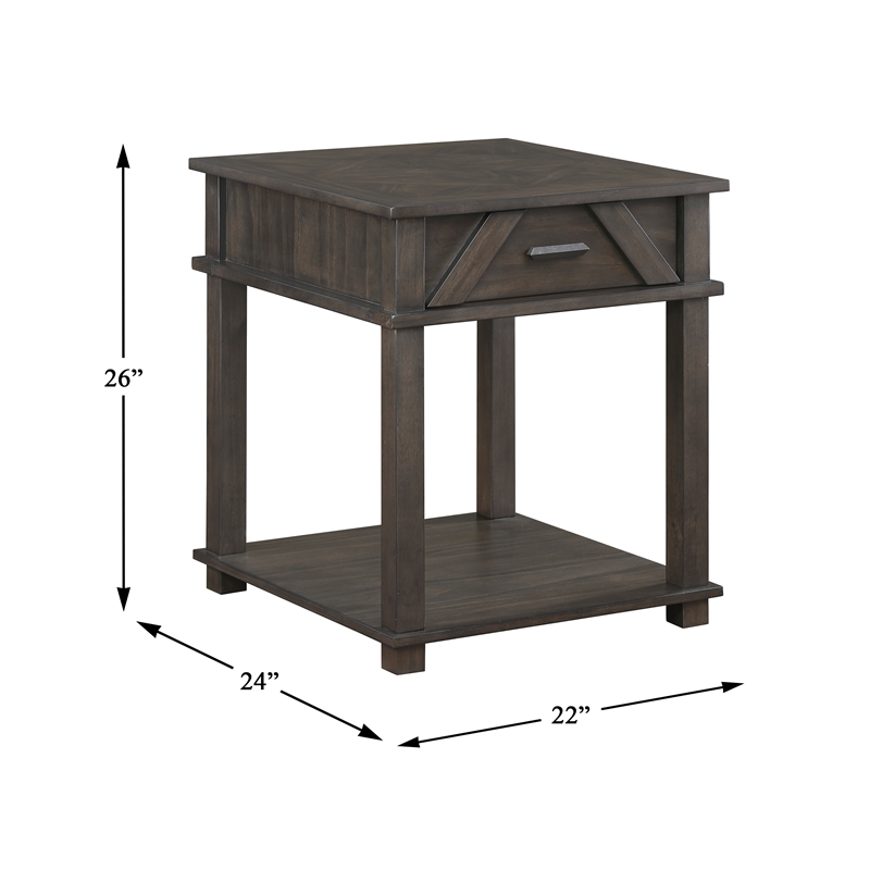 Lexicon Lakeside Rubberwood End Table in Brown