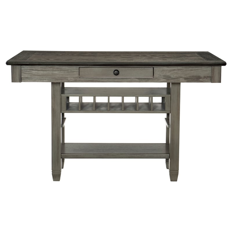 Lexicon Granby Pine Counter Height Dining Table in Coffee and Antique Gray