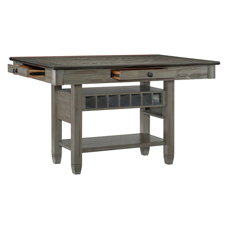 Lexicon Granby Pine Counter Height Dining Table in Coffee and Antique Gray