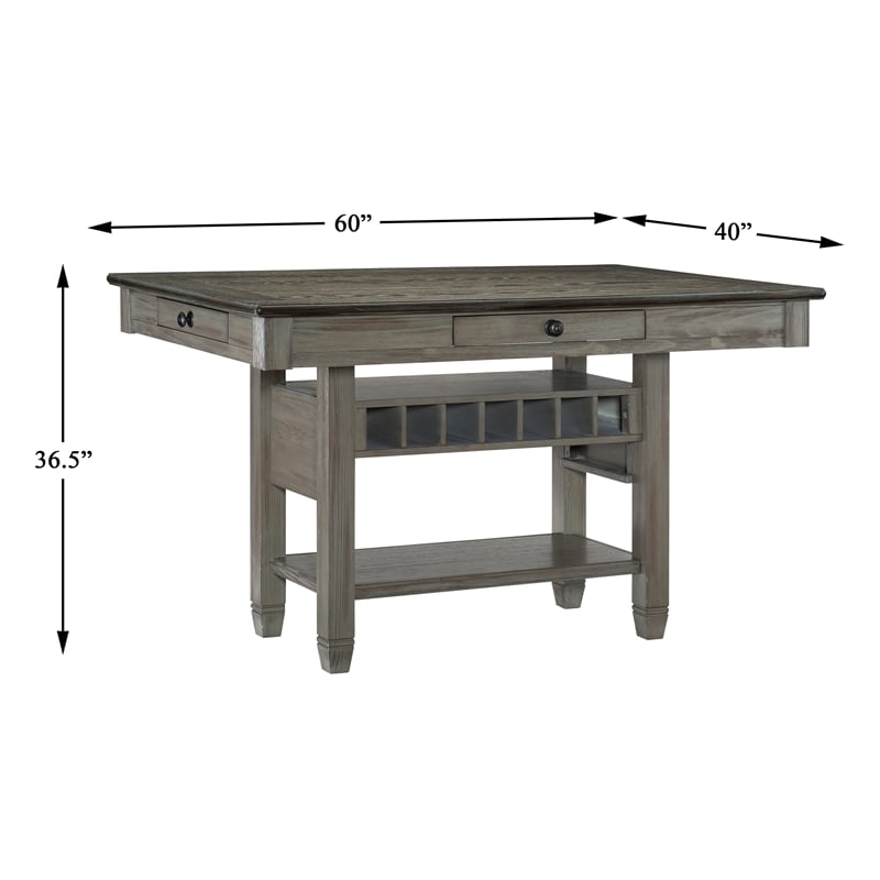 Lexicon Granby Pine Counter Height Dining Table in Coffee and Antique Gray