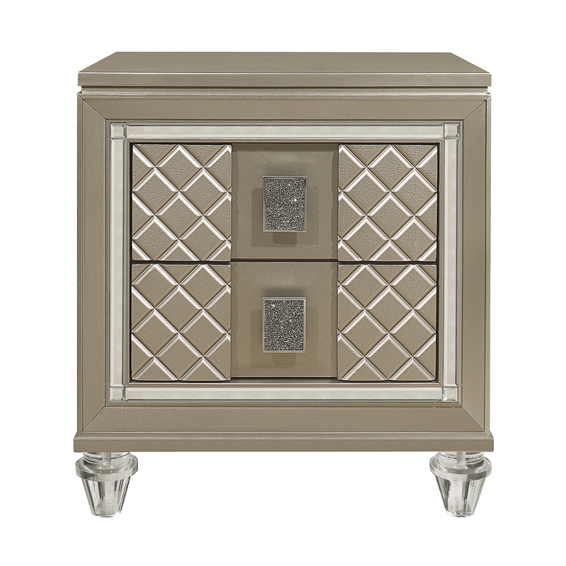 Lexicon Loudon Asian Hardwood Nightstand in Champagne Metallic