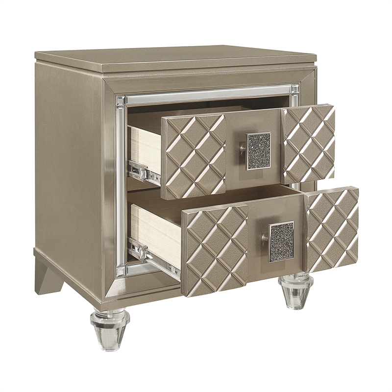 Lexicon Loudon Asian Hardwood Nightstand in Champagne Metallic