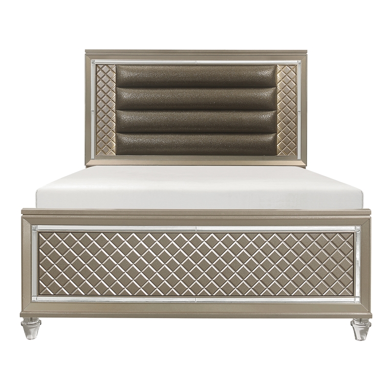 Lexicon Loudon Asian Hardwood Full Platform Bed in Champagne Metallic