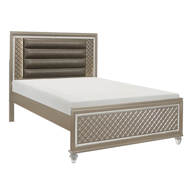 Lexicon Loudon Asian Hardwood Full Platform Bed in Champagne Metallic