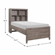 Lexicon Woodrow Asian Hardwood 3pc Set Twin Wall Bed (TB+2 PNS) in Brownish Gray