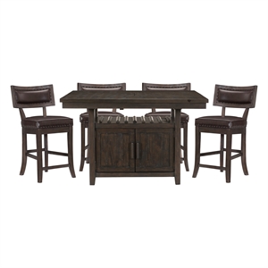 Lexicon Oxton Asian Hardwood 5pcs Cntr H. Dining Set in Distressed Dark Cherry