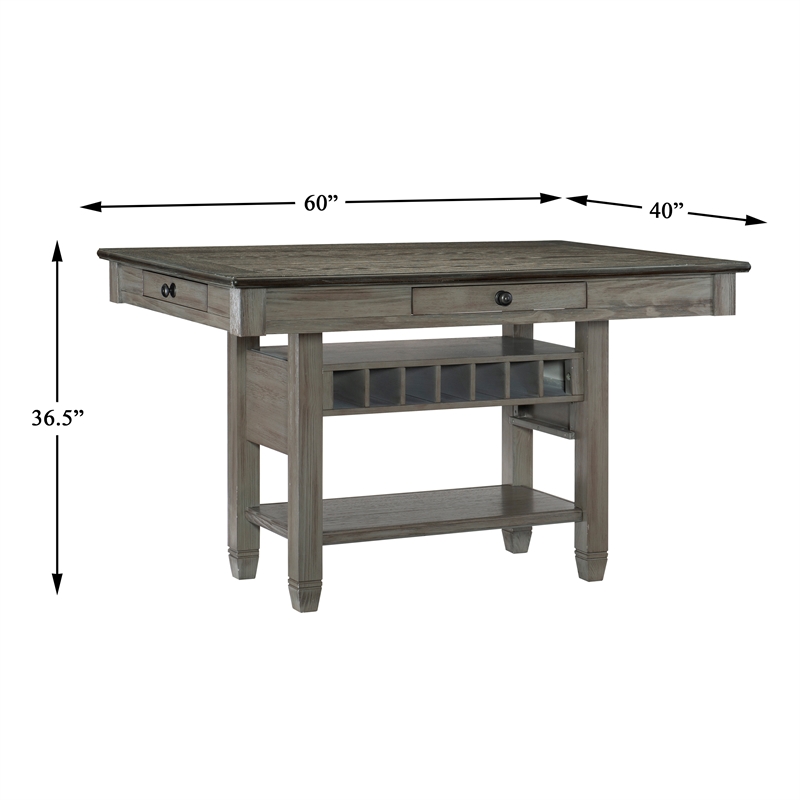 Lexicon Granby Pine 5-Piece Cntr Height Dining Set in Coffee and Antique Gray