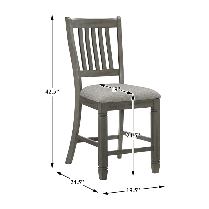 Lexicon Granby Pine 5-Piece Cntr Height Dining Set in Coffee and Antique Gray