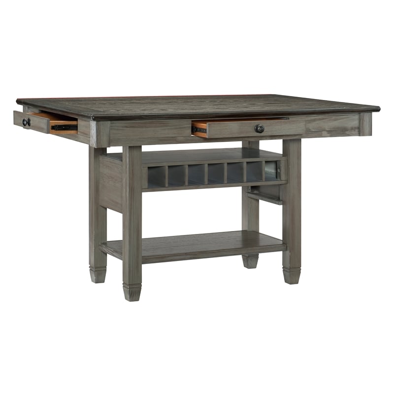 Lexicon Granby Pine 5-Piece Cntr Height Dining Set in Coffee and Antique Gray