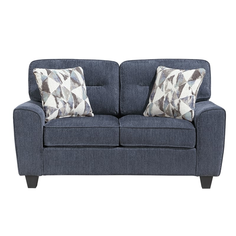 Lexicon Bennett Chenille 2pc Set-Sofa & Loveseat in Blue