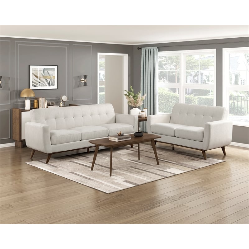 Lexicon Martina Textured 2pc Set-Sofa & Loveseat in Beige