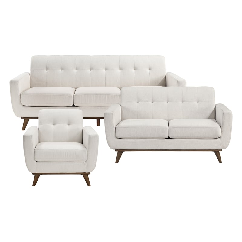 Lexicon Martina Textured 3pc Set-Sofa & Loveseat & Chair in Beige