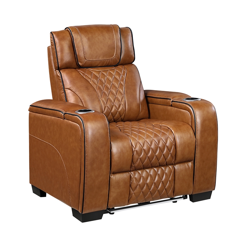 Lexicon Apex Leather 3pc Set-Sofa & Loveseat & Chair in Brown