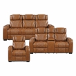 Lexicon Apex Leather 3pc Set-Sofa & Loveseat & Chair in Brown