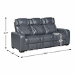 Lexicon Apex Leather 3pc Set-Sofa & Loveseat & Chair in Blue