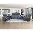 Lexicon Apex Leather 3pc Set-Sofa & Loveseat & Chair in Blue