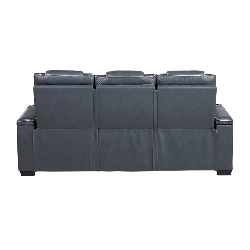Lexicon Apex Leather 3pc Set-Sofa & Loveseat & Chair in Blue