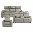 Lexicon Apex Leather 3pc Set-Sofa & Loveseat & Chair in Gray