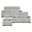 Lexicon Ronan Microfiber 3pc Set-Sofa & Loveseat & Chair in Light Gray