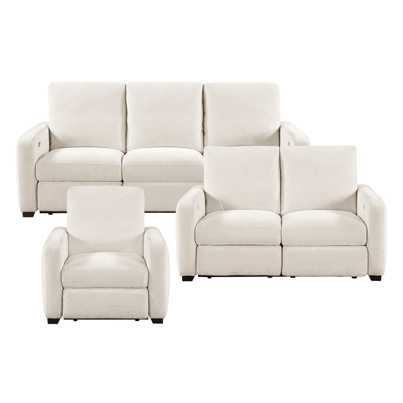 Lexicon Vera Chenille 3pc Set-Sofa & Loveseat & Chair in Beige