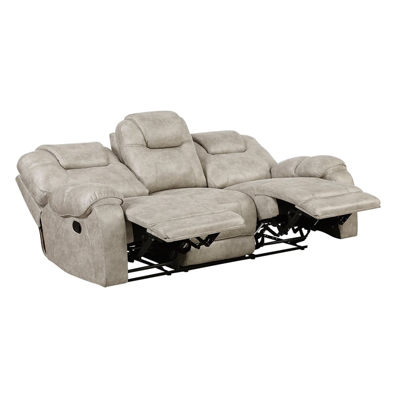 Lexicon Gainesville Microfiber 2pc Set-Sofa & Loveseat in Pewter