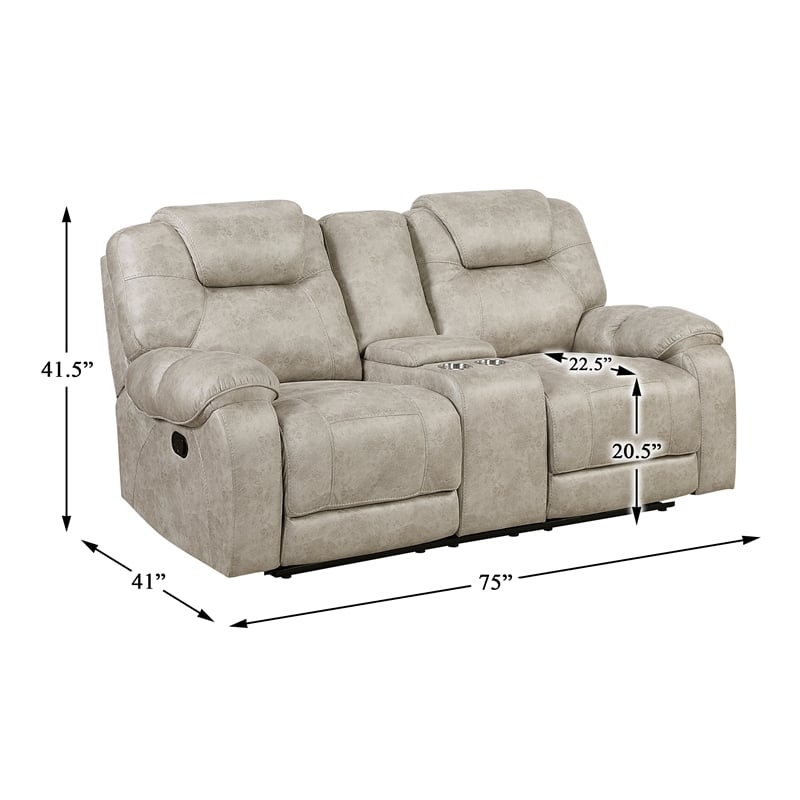Lexicon Gainesville Microfiber 3pc Set-Sofa & Loveseat & Chair in Pewter