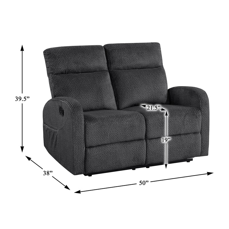 Lexicon Allen Microfiber 3pc Set-Sofa & Loveseat & Chair in Dark Gray