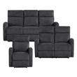 Lexicon Allen Microfiber 3pc Set-Sofa & Loveseat & Chair in Dark Gray