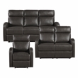 Lexicon Allen Faux Leather 3pc Set-Sofa & Loveseat & Chair in Espresso