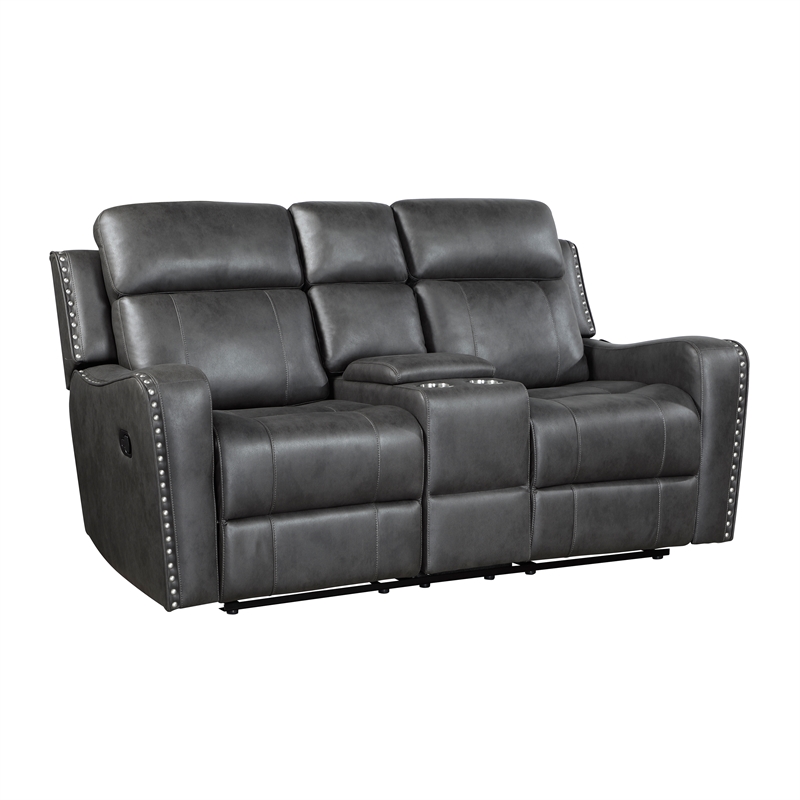 Lexicon Kellen Microfiber 3pc Set-Sofa & Loveseat & Chair in Smoky Gray