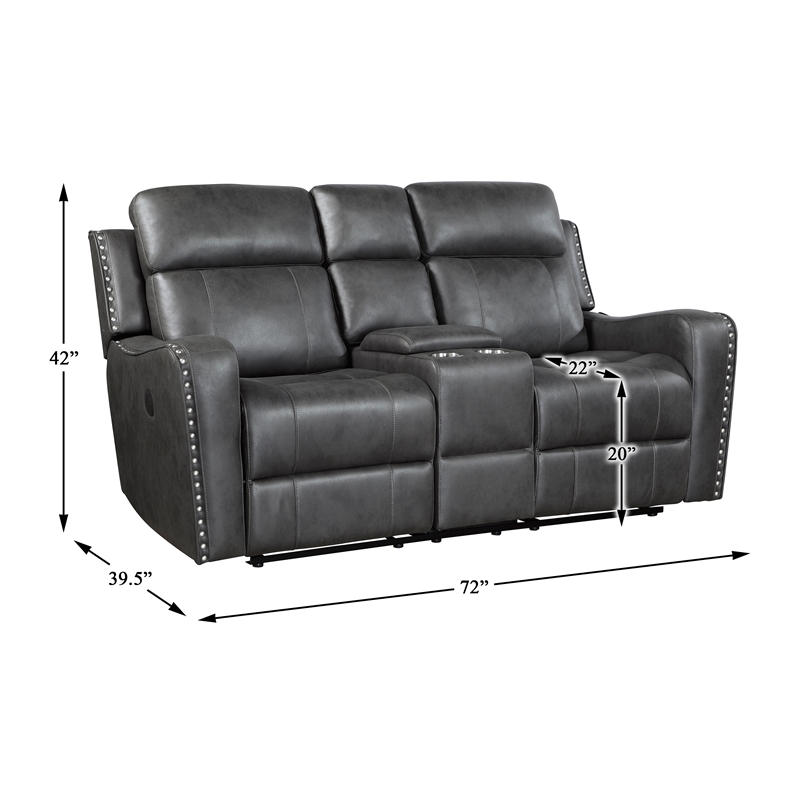 Lexicon Kellen Microfiber 2pc Set-Sofa & Loveseat in Smoky Gray