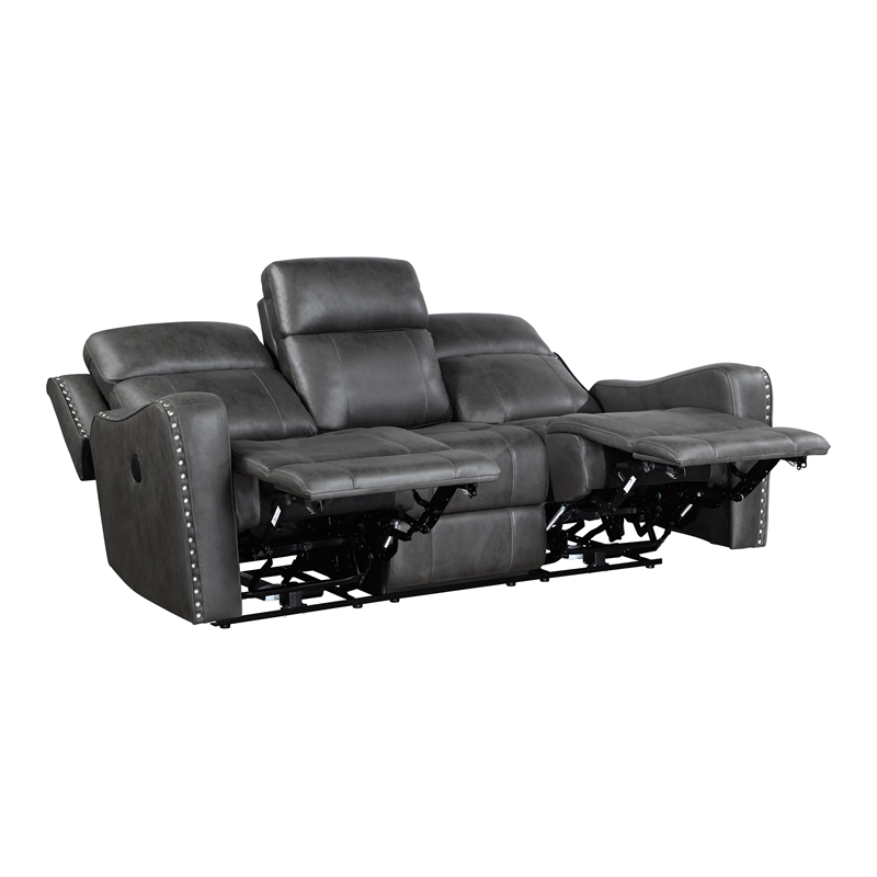 Lexicon Kellen Microfiber 2pc Set-Sofa & Loveseat in Smoky Gray