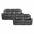 Lexicon Kellen Microfiber 2pc Set-Sofa & Loveseat in Smoky Gray