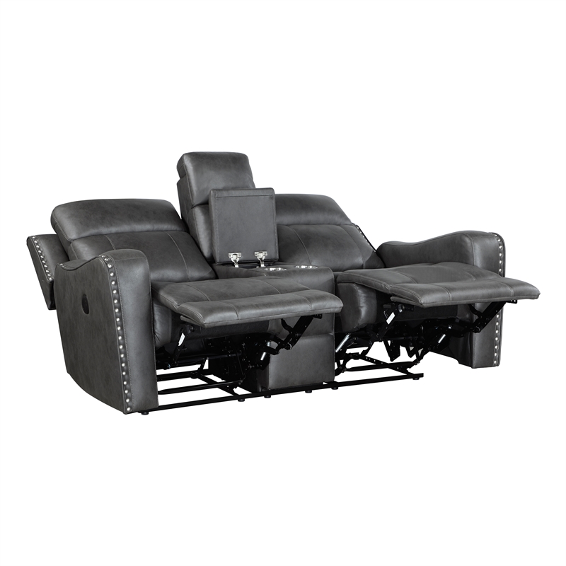 Lexicon Kellen Microfiber 3pc Set-Sofa & Loveseat & Chair in Smoky Gray