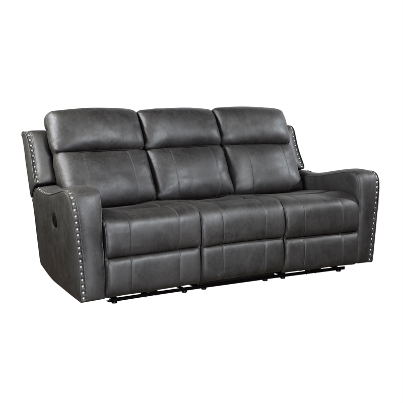Lexicon Kellen Microfiber 3pc Set-Sofa & Loveseat & Chair in Smoky Gray