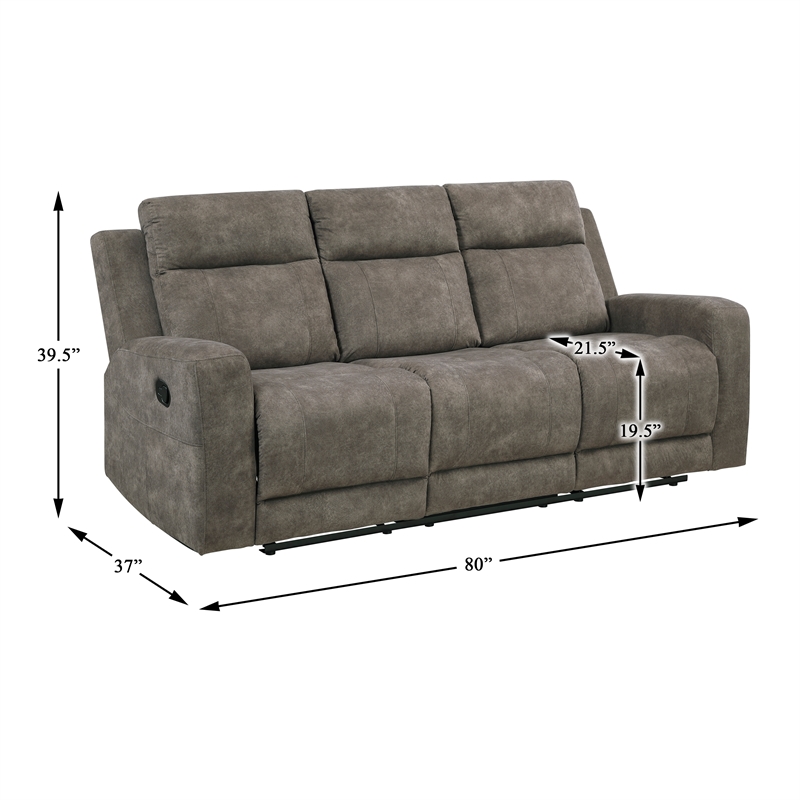 Lexicon Muncie Microfiber 3pc Set-Sofa & Loveseat & Chair in Brown