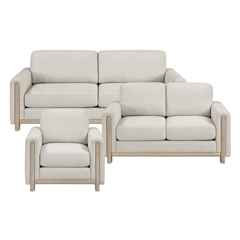 Lexicon Echo Textured 3pc Set-Sofa & Loveseat & Chair in Beige