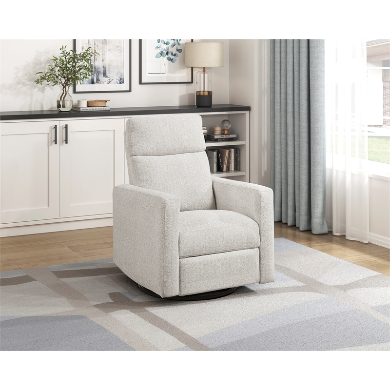 Lexicon Olathe Chenille Swivel Glider Reclining Chair in Newsprint