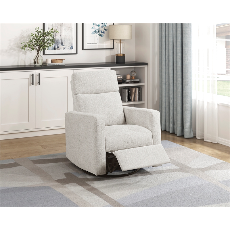 Lexicon Olathe Chenille Swivel Glider Reclining Chair in Newsprint