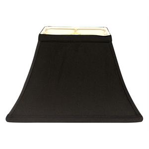 shantung silk fabric slant rectangle bell hardback lampshade in black/white lining