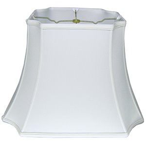 shantung silk fabric slant invert cut corner rectangle softback lampshade white