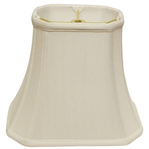 shantung fabric slant cut corner rectangle bell softback lampshade in white