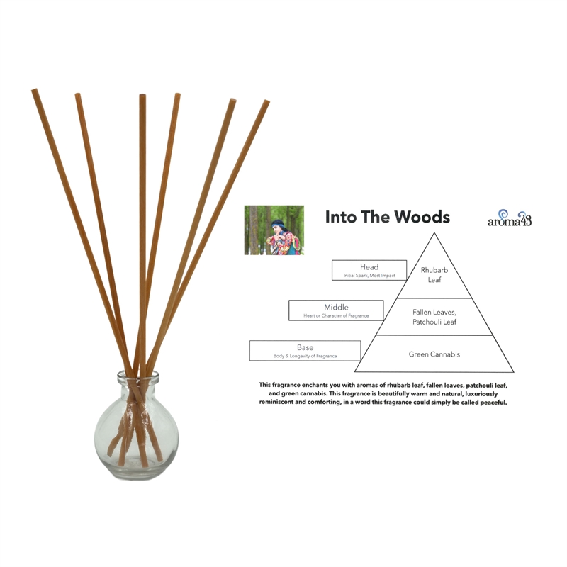 Aroma43 Into The Woods Recycled Paper Aroma Reeds Oil Free with Glass Vase White