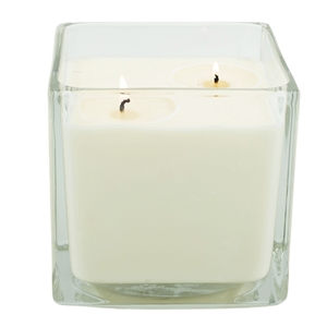 Cubo 2 Cotton Wick Large Luxury Candle Fig Leaf Almond Essential Oil Clear Glass