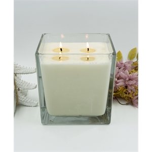 Cubo 4 Cotton Wick XLarge Luxury Candle Fig Leaf Almond Essential OilsClearGlass