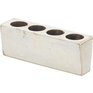 Luxury Living 4-Hole Wooden Sugar Candle Holder in White Distressed
