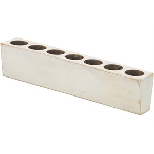 Luxury Living 7-Hole Wooden Sugar Mold Candle Holder in White Distressed