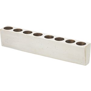 Luxury Living 8-Hole Wooden Sugar Candle Holder in White Distressed