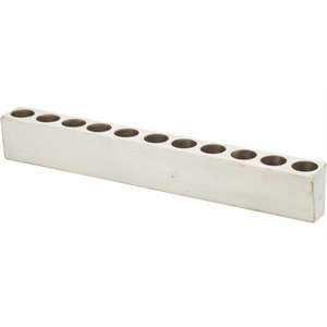 Luxury Living 11-Hole Wooden Sugar Candle Holder in White Distressed